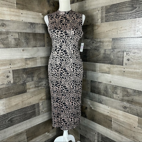 INC Mock-Neck Sequin-Lace Dress Black/Gold Sz 10 - Picture 2 of 16